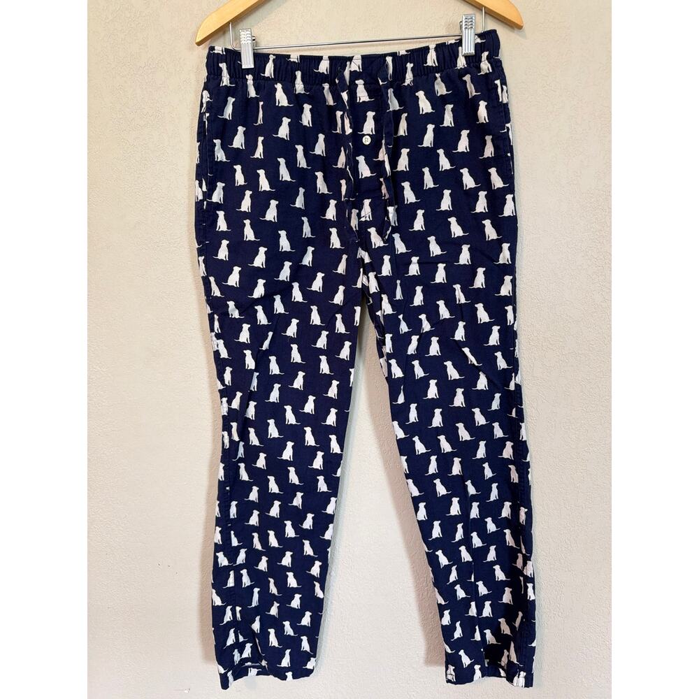 J.Crew Dog Print Men's Lounge Pants navy blue with a white dog pattern SZ M